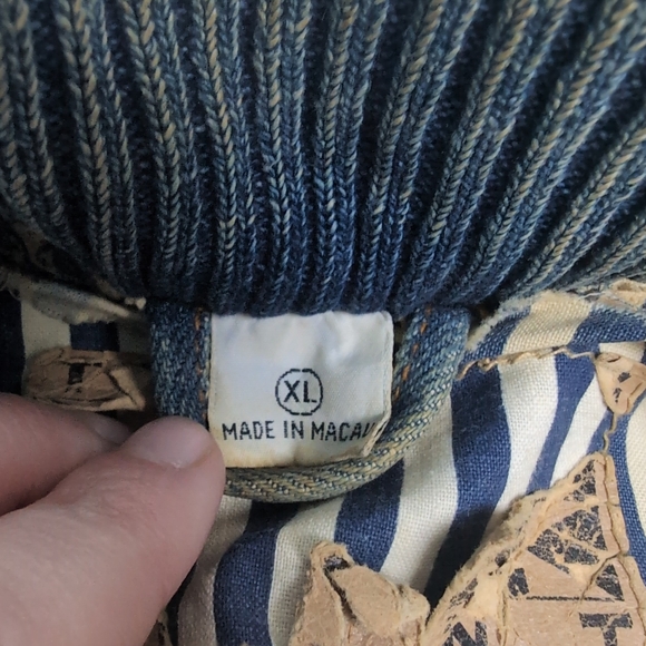 Vintage Denim Varsity Jacket Embroidered Canada Flag American Flag Size XL - Picture 4 of 12